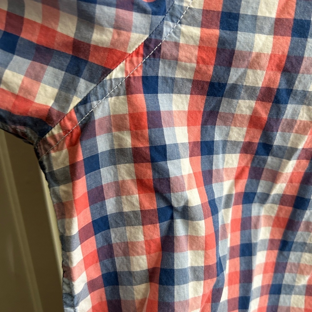 EUC Gap size Large cotton button up shirt. Blue orange white. Casual cool - Picture 3 of 7